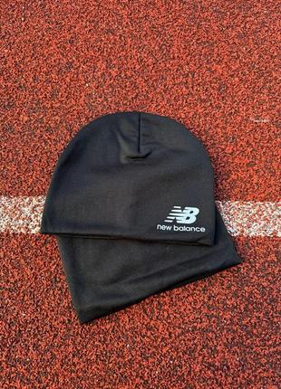 Шапка и бафф new balance/ черная женская шапка / спортивная шапка / футбольный комплект/ мужская шапка