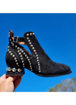Замшевые женские ботинки монтки на невысоком толстом каблуке jeffrey campbell 🇺🇸 38-39 размер