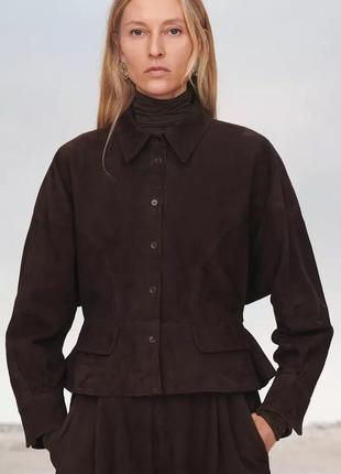 Куртка женская коричневая замшевая zara new