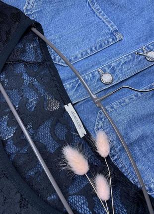 Черная кружевная блуза s блуза короткая блуза из кружева