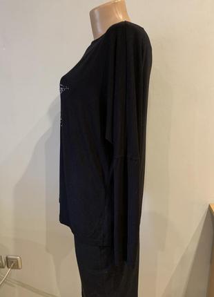 Стильный натуральный лонгслив, серебристые пайетки