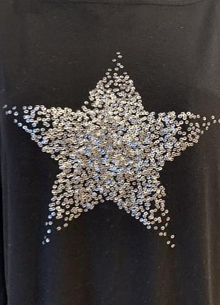 Стильный натуральный лонгслив, серебристые пайетки