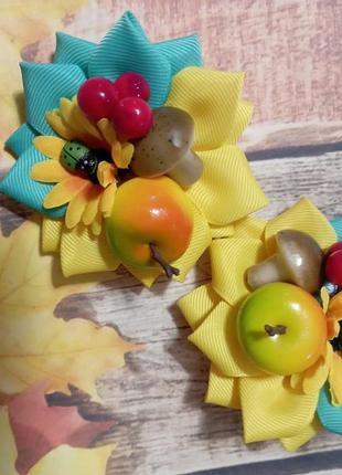 Осенние бантики на резинках,бантики для девочек на осень