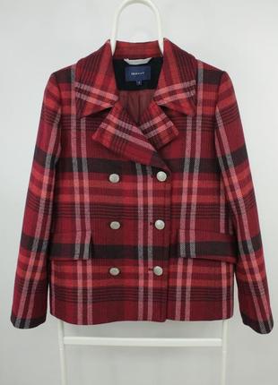 Стильне вовняне пальто куртка gant double breasted red tweed wool peacoat women's