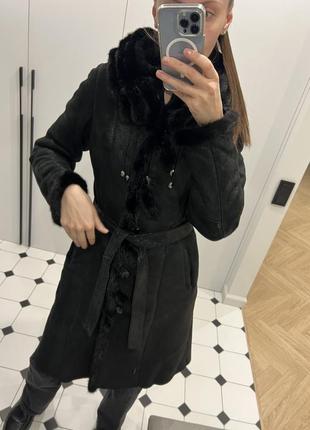 Дубленка натуральный мех с капюшоном