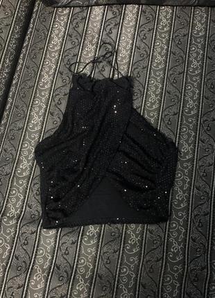Топ в пайетки черный quiz размер с