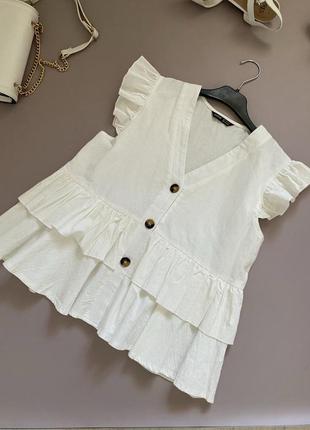 Роскошная белая блуза с крылышками 100% хлопок ✨ р.36/s6 фото