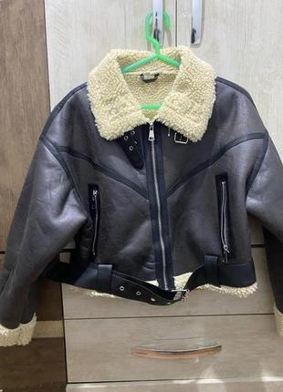 Дубленка zara оверсайз коротка дублянка