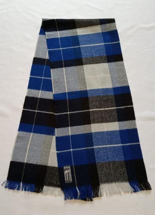 Шарф courtelle франция мужской синий черный в клетку полоску