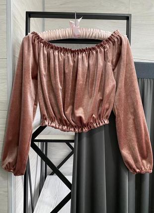 Бархатистый топ с длинным рукавом new look696 14
