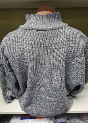 Свитер с горлом на молнии большие размеры батал, мужской свитер кофта с горлом стойка,...