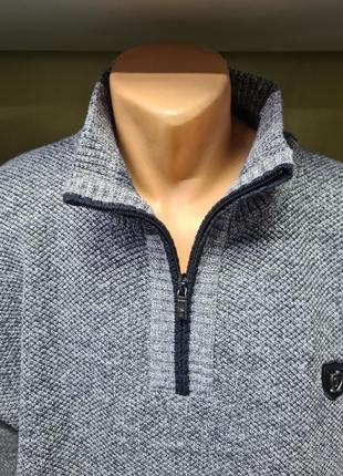 Свитер с горлом на молнии большие размеры батал, мужской свитер кофта с горлом стойка,...