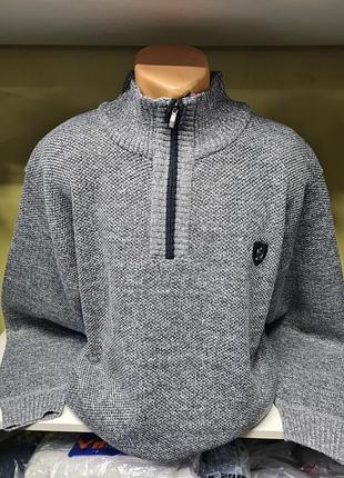 Свитер с горлом на молнии большие размеры батал, мужской свитер кофта с горлом стойка,...