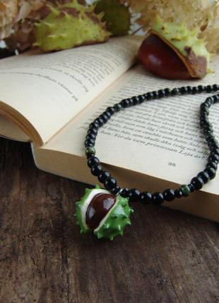 Чокер  з кулоном каштан