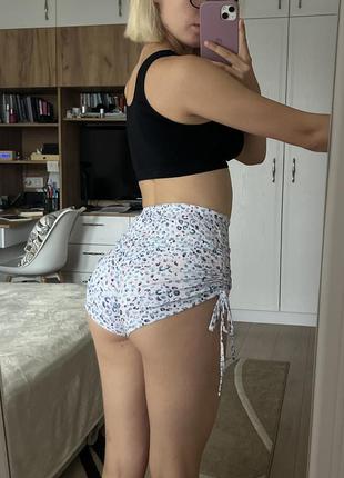 Шорты для тверка с леопардовым принтом twerk с завязочками для спорта для танцев