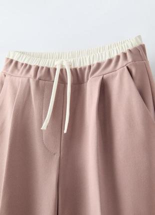 Штани брюки рожеві zara з подвійним поясом