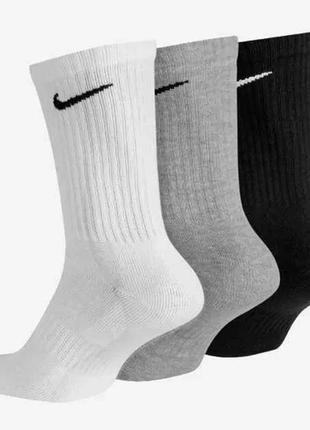 Шкарпетки nike everyday cotton cushioned crew 3-pack /black/white/grey