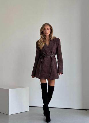 Розкішна трендова вельветова шоколадна коричнева сукня піджак 🤎