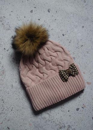 Шапка з натуральним пумпоном