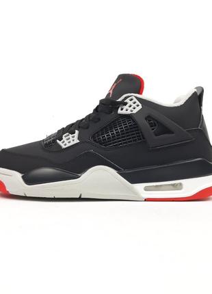 ❄️зима nike air jordan 4 retro чорні з червоним