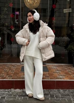 Теплый пуховик с поясом до -20°, женский дутый пуховик на зиму, зимняя объемная куртка пуховик, alin7 фото
