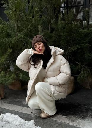 Теплый пуховик с поясом до -20°, женский дутый пуховик на зиму, зимняя объемная куртка пуховик, alin3 фото