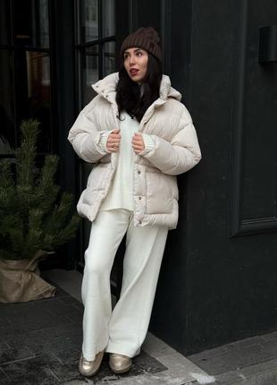 Теплый пуховик с поясом до -20°, женский дутый пуховик на зиму, зимняя объемная куртка пуховик, alin5 фото