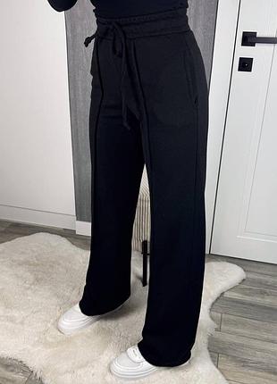 Брюки палаццо широкие расклешенные клешные штаны женские базовые повседневные теплые нарядные на осенние зимние серые коричневые черные бежевые батал деловые