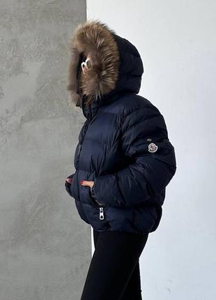 Пуховик moncler с натуральным мехом2 фото