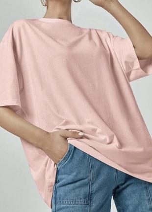 Базовая однотонная футболка от primark пудра розовая оверсайз1 фото