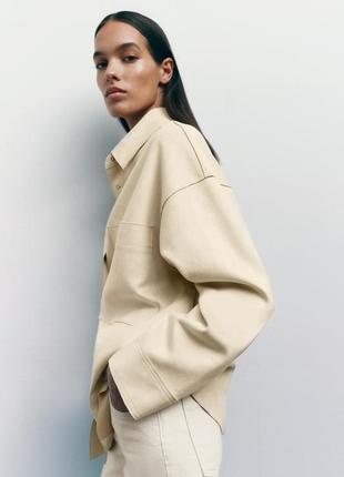 Сорочка оверсайз під замшу на кнопках zara, р.xs-s3 фото