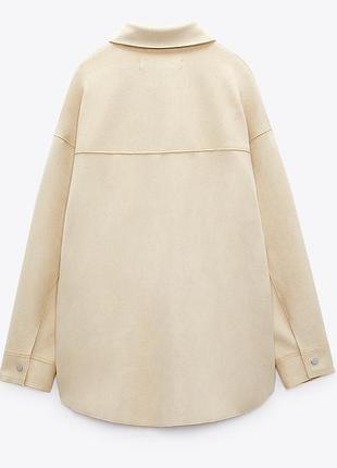 Сорочка оверсайз під замшу на кнопках zara, р.xs-s10 фото