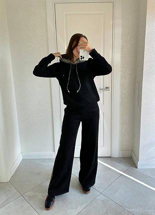 Женский замшевый костюм со вставками из эко кожи2 фото