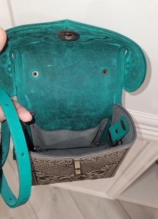 Сумка рюкзак handmade кожа с узором7 фото