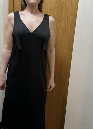 Чорна сукня комбінація,чорна сукня класична,сукня вечірня,класична чорна сукня ,сарафан жіночий3 фото