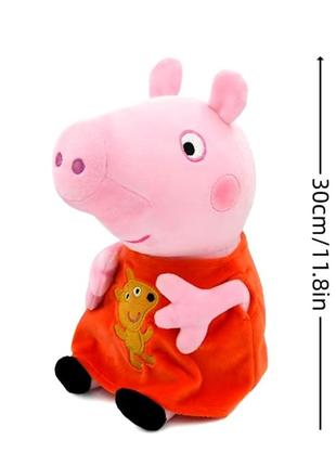 Мила плюшева свинка пеппа в сукні peppa pig, 30 см, нова