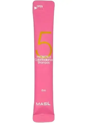 Шампунь с пробиотиками для защиты цвета masil 5 probiotics color radiance shampoo 8 мл