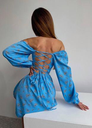 Ніжна зефірна сукня зі шнурівкою на спинці6 фото