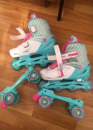 Дитячі ролики neon combo skates бірюзові, розмір 34-37.