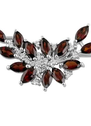 Серебряная брошка ogosilver с натуральным гранатом 4.608ct (2112259)