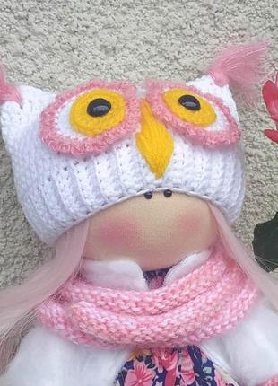 Шапка-совушка, шапка-сова для интерьерной текстильной куклы. на размер 32-35 см....