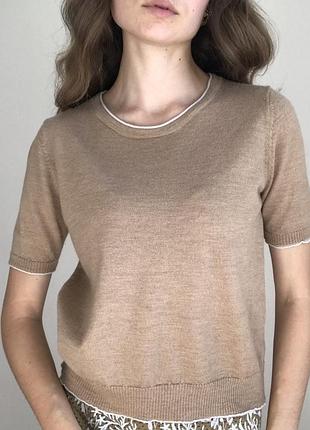 100% вовна. тепла футболка peter hahn на осінь термофутболка зберігає тепло бежева коричнева жіноча футболка трикотаж