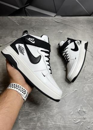 Зимние мужские ботинки nike white black (мех) 40-41-43-44-45