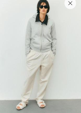 H&m s 36 штани джогери льон беж linen blend