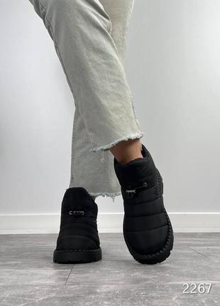 Черные женские зимние дутики ботинки ботинки из плащевки женские зимние хайтопы дутики