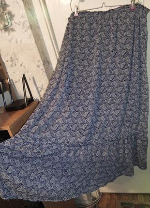 Летняя,лёгкая,"шифоновая",длинная,бохо юбка с оборкой,большого размера,esmara2 фото