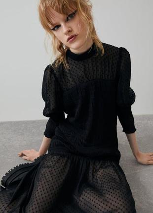 Zara шифоновое платье в ретро стиле