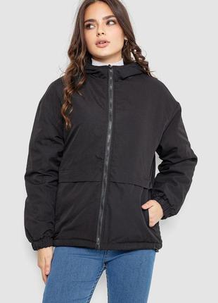 Куртка женская демисезонная с капюшоном, цвет черный