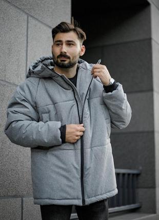 Мужская зимняя утепленная куртка leaf серая