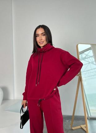 Спортивный костюм свитер с горловиной и широкие брюки трехнить пенье на флисе не скатывается5 фото